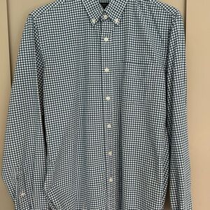 J. Crew Men's Navy and White Gingham Shirt